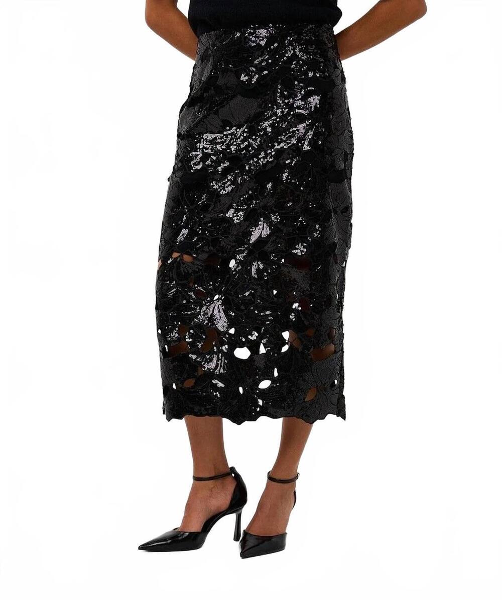 NEW ESQUALO sunisa sequin midi skirt in black